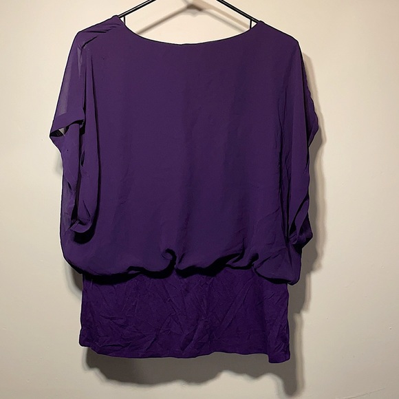 Joseph A. Purple Tank top- sheer Blouse overlay - Picture 4 of 6
